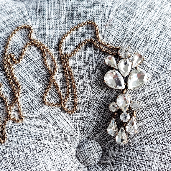 J. Crew Rhinestone + Antique Gold necklace